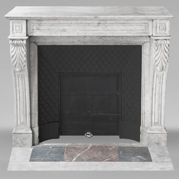 Carrara marble mantelpiece with corbel-style supports, Napoleon III period-0